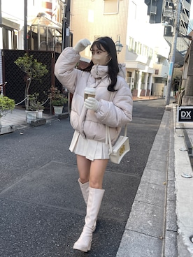 「フードコート」｜「アイテム（ダウンジャケット/コート）」を使った、おはなさん（レディース・155cm）の冬コーディネート