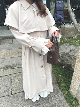 「ケープコート」｜「アイテム（トレンチコート）」を使った、おはなさん（レディース・155cm）の春コーディネート