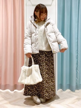 「DRESKIP（ドレスキップ）の【撥水/洗える】ショートフーディーダウン（ダウンジャケット/コート、ベージュ系）」を使った、kitaさん（レディース・147cm）の秋コーディネート