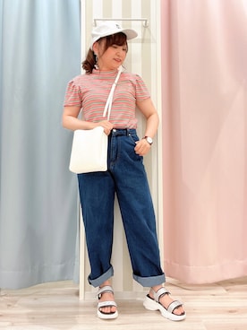 「DRESKIP（ドレスキップ）のアイテム（キャップ）」を使った、kitaさん（レディース・147cm）の夏コーディネート
