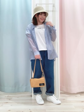 「DRESKIP（ドレスキップ）のアイテム（ハット）」を使った、kitaさん（レディース・147cm）の春コーディネート