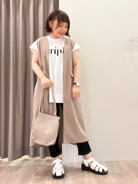 「DRESKIP（ドレスキップ）のアイテム（サンダル）」を使った、kitaさん（レディース・147cm）の秋コーディネート