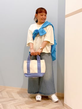 「INDIVI（インディヴィ）の◆ツイードプリントワンピース（チュニック、グレー系）」を使った、kitaさん（レディース・147cm）の春コーディネート