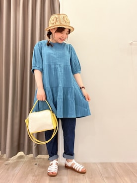 「DRESKIP（ドレスキップ）のアイテム（チュニック）」を使った、kitaさん（レディース・147cm）の夏コーディネート