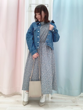 「ゆったりシルエット」｜「アイテム（デニムジャケット）」を使った、kitaさん（レディース・147cm）の春コーディネート