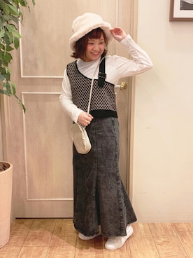 「DRESKIP（ドレスキップ）のアイテム（ハット）」を使った、kitaさん（レディース・147cm）の秋コーディネート