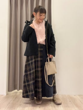 「ラメニット」｜「アイテム（その他アウター）」を使った、kitaさん（レディース・147cm）の冬コーディネート