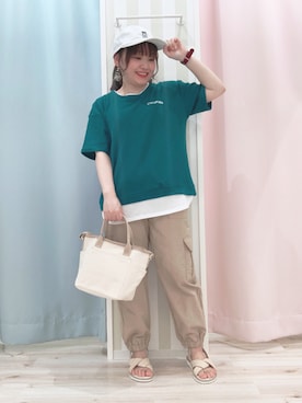 「DRESKIP（ドレスキップ）のアイテム（キャップ）」を使った、kitaさん（レディース・147cm）の夏コーディネート