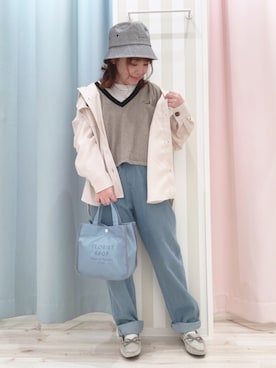 「DRESKIP（ドレスキップ）のアイテム（ハット）」を使った、kitaさん（レディース・147cm）の春コーディネート