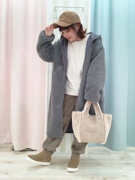 「DRESKIP（ドレスキップ）のアイテム（キャップ）」を使った、kitaさん（レディース・147cm）の冬コーディネート