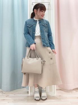 「DRESKIP（ドレスキップ）のアイテム（デニムジャケット）」を使った、kitaさん（レディース・147cm）の春コーディネート