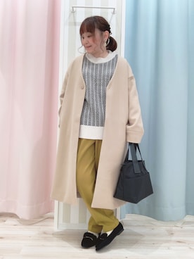 「DRESKIP（ドレスキップ）のアイテム（ノーカラーコート）」を使った、kitaさん（レディース・147cm）の冬コーディネート