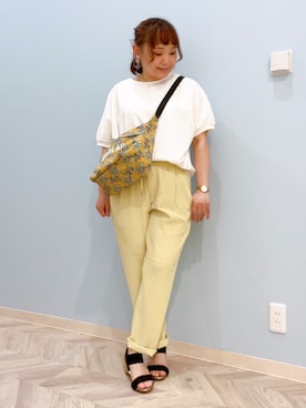 「SHOO・LA・RUE（シューラルー）の【ひんやり/洗濯後しわになりにくい】インせず着られる さらっとタッチのドルマンブラウス（シャツ/ブラウス、ホワイト系）」を使った、kitaさん（レディース・147cm）の春コーディネート