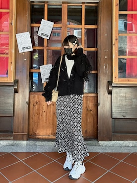 「黑白配」｜Yu-Hsing Wangさん（レディース・160cm）の冬コーディネート