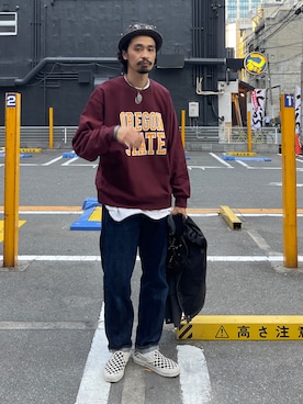 「CPCM（シーピーシーエム）のアイテム（スウェット）」を使った、Genki Nakamuraさん（メンズ・179cm）の秋コーディネート