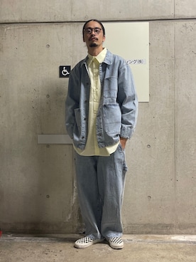 「CPCM（シーピーシーエム）のアイテム（デニムジャケット）」を使った、Genki Nakamuraさん（メンズ・179cm）の冬コーディネート