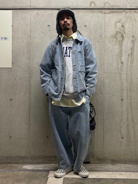 「CPCM（シーピーシーエム）のアイテム（デニムジャケット）」を使った、Genki Nakamuraさん（メンズ・179cm）の冬コーディネート