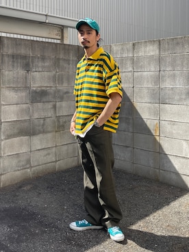 Cpcm シーピーシーエム メンズ のポロシャツ イエロー 黄色系 ボーダー柄 コーディネート Zozotown