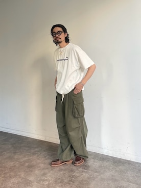 「アイテム（カーゴパンツ）」を使った、Genki Nakamuraさん（メンズ・179cm）の春コーディネート
