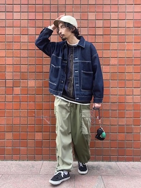 「CPCM（シーピーシーエム）のアイテム（デニムジャケット）」を使った、Genki Nakamuraさん（メンズ・179cm）の冬コーディネート