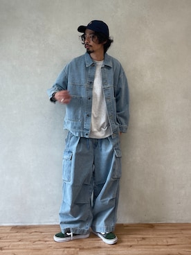 「CPCM（シーピーシーエム）のアイテム（デニムジャケット）」を使った、Genki Nakamuraさん（メンズ・179cm）の冬コーディネート