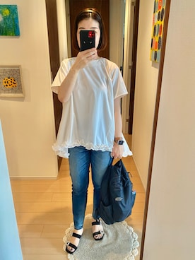 「みんなの白Tフェス」｜「アイテム（バックパック/リュック）」を使った、リンゴさん（レディース・159cm）の夏コーディネート