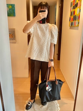 「LONGCHAMP（ロンシャン）のアイテム」を使った、リンゴさん（レディース・159cm）の秋コーディネート