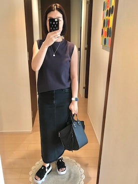 「アイテム（デニムスカート）」を使った、リンゴさん（レディース・159cm）の夏コーディネート