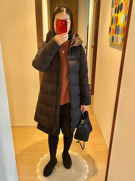 「キュロット」｜「アイテム（ダウンジャケット/コート）」を使った、リンゴさん（レディース・159cm）の冬コーディネート