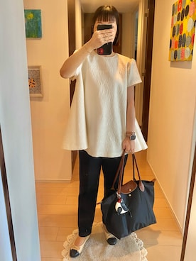 「LONGCHAMP（ロンシャン）のアイテム」を使った、リンゴさん（レディース・159cm）の秋コーディネート