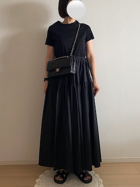 「OHGAのアイテム（ワンピース/ドレス、ブラック系）」を使った、ringoさん（レディース・159cm）の夏コーディネート