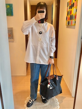 「LONGCHAMP（ロンシャン）のアイテム」を使った、リンゴさん（レディース・159cm）の秋コーディネート