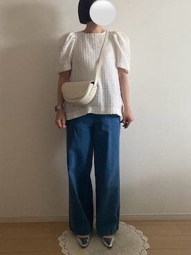 「OHGAのアイテム（トップス、ホワイト系）」を使った、ringoさん（レディース・159cm）の夏コーディネート