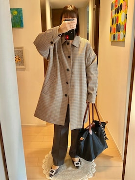 「LONGCHAMP（ロンシャン）のアイテム」を使った、リンゴさん（レディース・159cm）の秋コーディネート