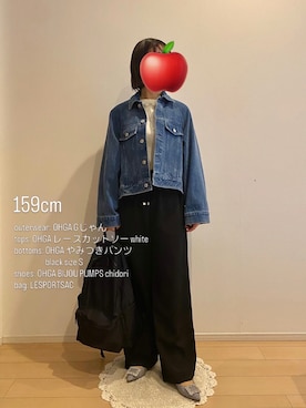 「OHGAのアイテム（ジャケット/アウター、ブルー系）」を使った、ringoさん（レディース・159cm）の春コーディネート