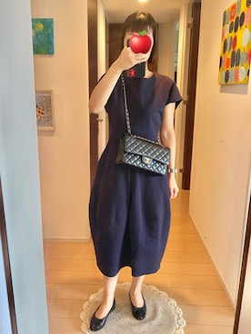 「アイテム（ジャンパースカート）」を使った、リンゴさん（レディース・159cm）の秋コーディネート