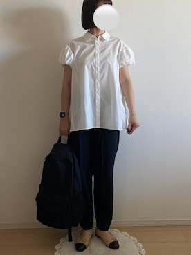 「OHGAのアイテム（トップス、ホワイト系）」を使った、ringoさん（レディース・159cm）の夏コーディネート