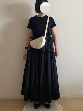 「OHGAのアイテム（ワンピース/ドレス、ブラック系）」を使った、ringoさん（レディース・159cm）の夏コーディネート