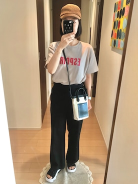 「IENA（イエナ）のアイテム（Tシャツ/カットソー）」を使った、リンゴさん（レディース・159cm）の夏コーディネート