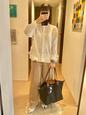 「LONGCHAMP（ロンシャン）のアイテム」を使った、リンゴさん（レディース・159cm）の秋コーディネート