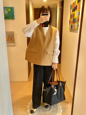 「LONGCHAMP（ロンシャン）のアイテム」を使った、リンゴさん（レディース・159cm）の秋コーディネート
