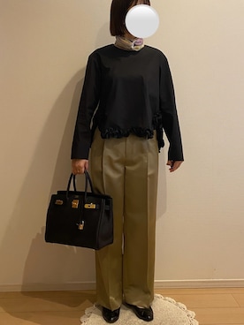 「OHGAのアイテム（トップス、ブラック系）」を使った、ringoさん（レディース・159cm）の春コーディネート