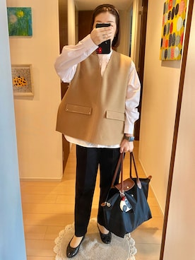 「LONGCHAMP（ロンシャン）のアイテム」を使った、リンゴさん（レディース・159cm）の秋コーディネート