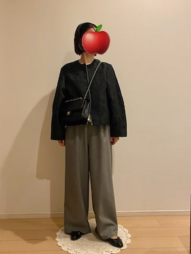 「OHGAのアイテム（ジャケット/アウター、ブラック系）」を使った、ringoさん（レディース・159cm）の春コーディネート