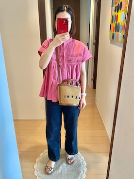 IENA（イエナ）の「コットンリネン タックブラウス（シャツ