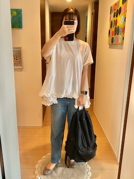 「アイテム（バレエシューズ）」を使った、リンゴさん（レディース・159cm）の夏コーディネート