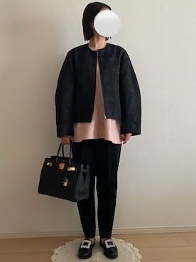 「OHGAのアイテム（ジャケット/アウター、ブラック系）」を使った、ringoさん（レディース・159cm）の春コーディネート