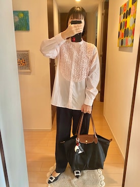 「LONGCHAMP（ロンシャン）のアイテム」を使った、リンゴさん（レディース・159cm）の秋コーディネート