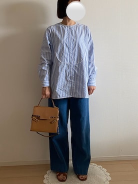 「OHGAのアイテム（トップス、ブルー系）」を使った、ringoさん（レディース・159cm）の春コーディネート