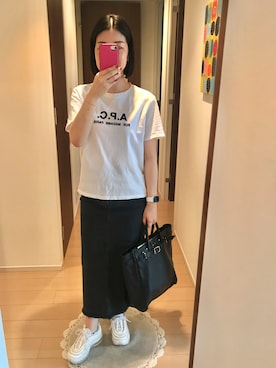 「アイテム（デニムスカート）」を使った、リンゴさん（レディース・159cm）の夏コーディネート